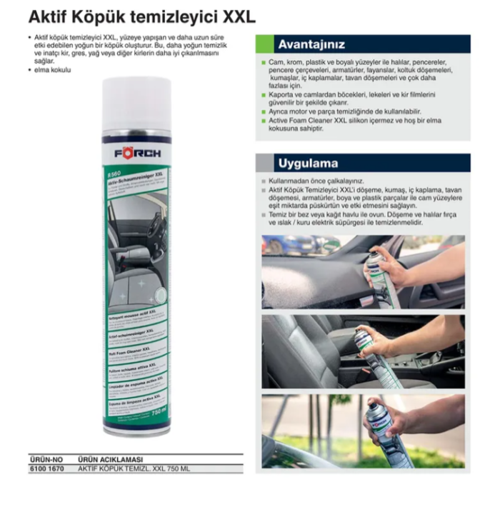 Förch R555 Multi Köpük Temizleyici XXL - Aktif Araç İçi Temizleyici 750ml - Görsel 2